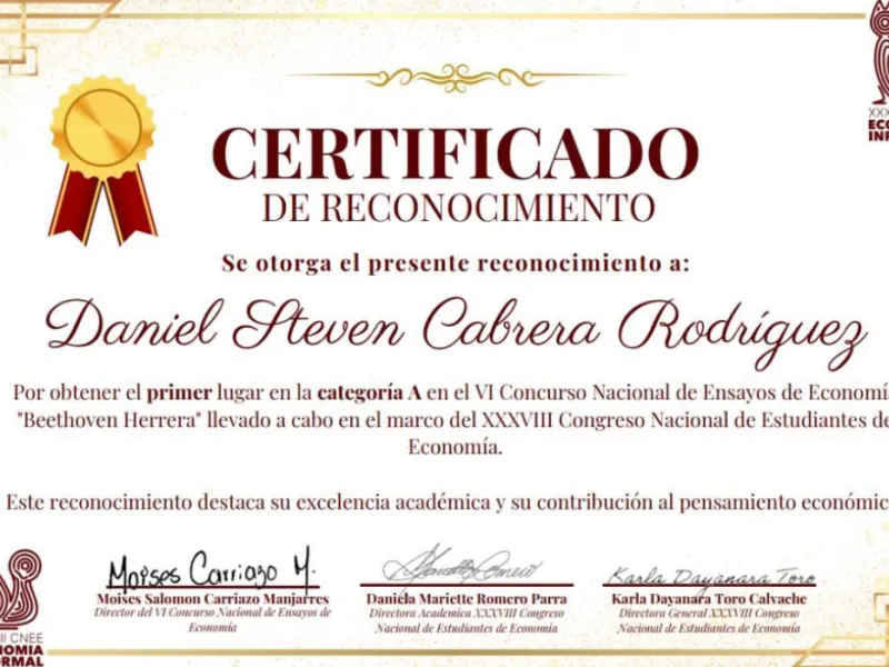 Daniel Steven Cabrera Rodríguez, estudiante de la Carrera de Economía de la Universidad Javeriana Cali Daniel Steven Cabrera Rodríguez, estudiante de la Carrera de Economía de la Universidad Javeriana Cali